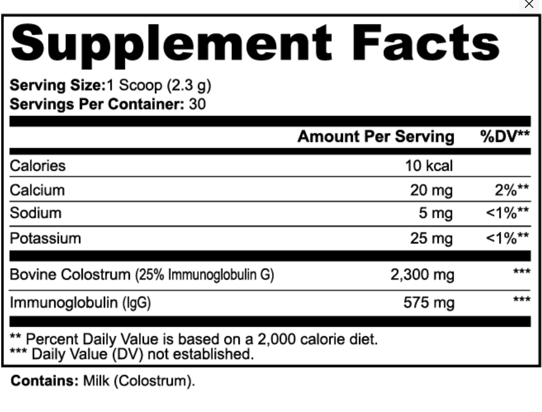 FerriMax Supplement Facts Panel
